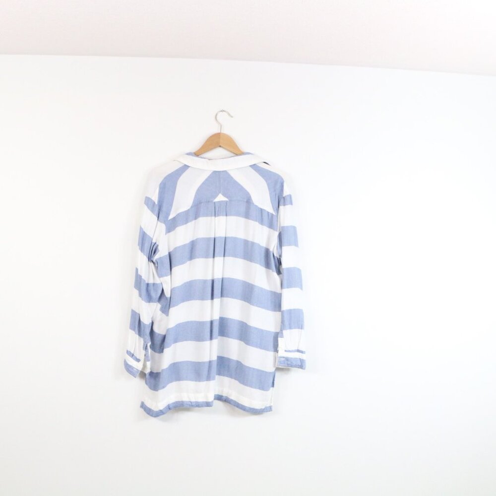 *Press Blue and White Long Sleeve Blouse - Picture 8 of 8